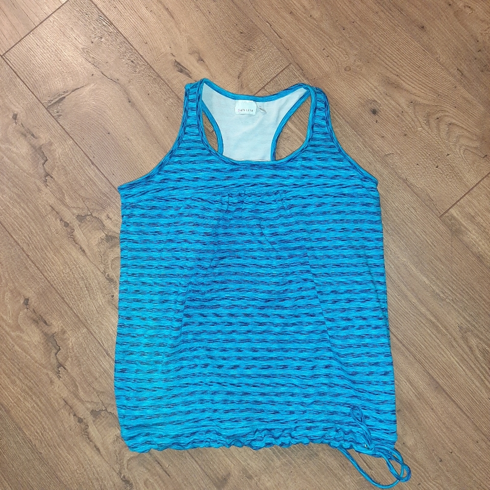 Athleta Blue Stripe Tank Cinch Waist Sz XL